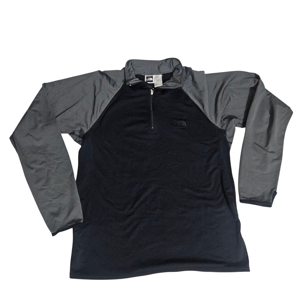 The North Face Mens XL 1/4 Zip Pullover Black Grey Raglan Long Sleeve Shirt